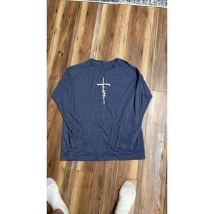 Faith Heather Blue Long Sleeve Crew Neck Graphic T-Shirt Size Extra Large